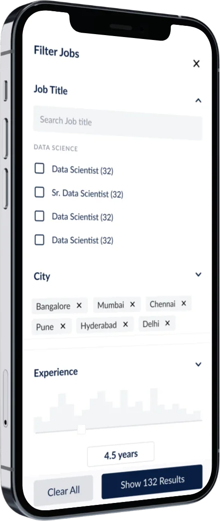 Upgrad job portal: filter jobs by title, city and experience
